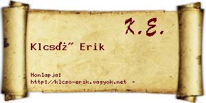 Klcsó Erik névjegykártya